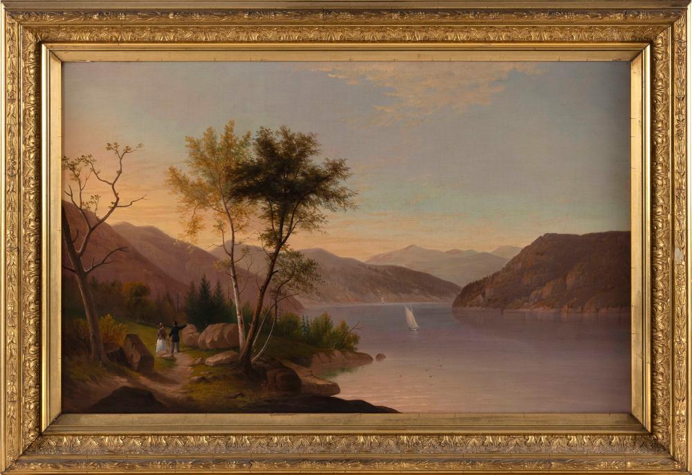 Appraisal: AMERICAN SCHOOL TH CENTURY SUNSET OVER LAKE GEORGE OIL ON