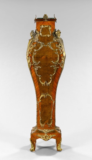 Appraisal: Continental Elaborately Ormolu-Mounted Modeled Kingwood Burlwood and Marble-Top Pedestal in