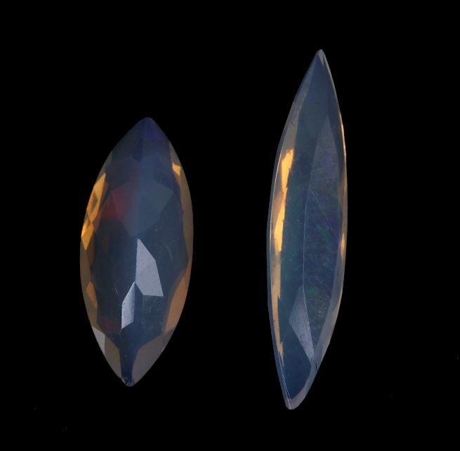 Appraisal: Two Marquise-Shape Lightning Ridge Crystal Opals You are bidding on