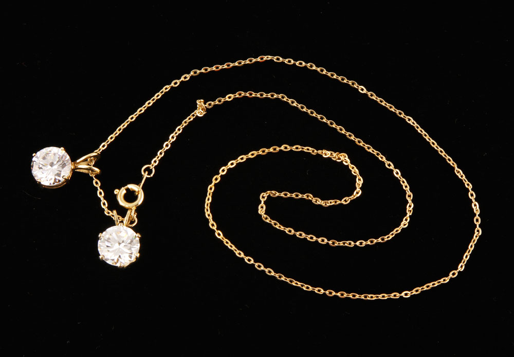 Appraisal: - Necklace with Cubic Zirconia Stones Necklace with two cubic