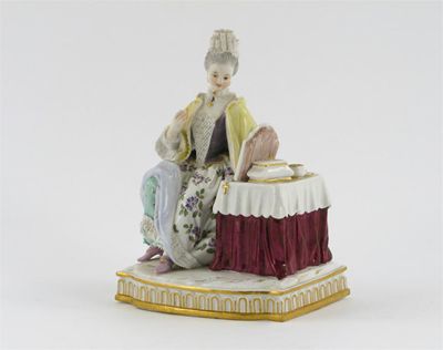 Appraisal: A Meissen figure of a lady personifying Sight seated at