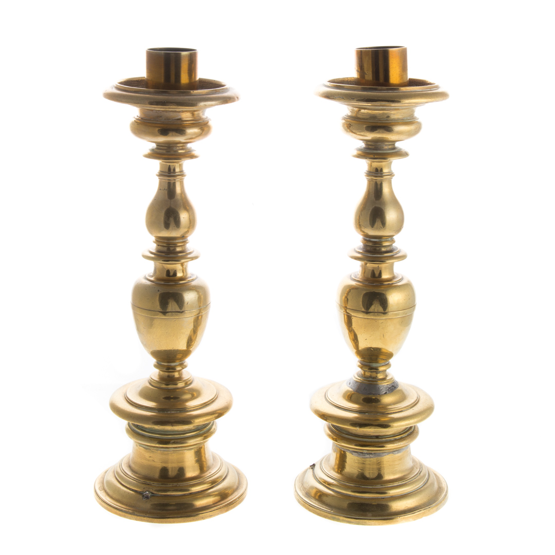 Appraisal: Pair French cast brass candlesticks th century pair heavy brass