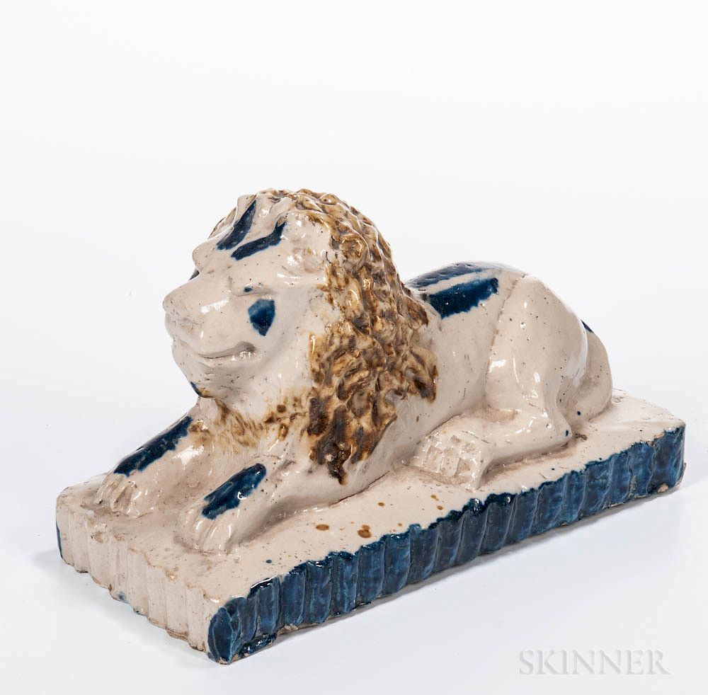 Appraisal: Glazed Ceramic Lion Figure Glazed Ceramic Lion Figure th century