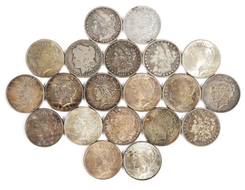 Appraisal: Twenty assorted United States silver dollars including eight Morgans and