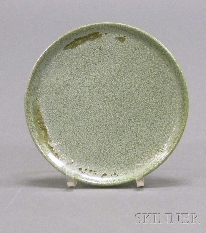 Appraisal: Saturday Evening Girl Pottery Plate seafoam green glaze marked -