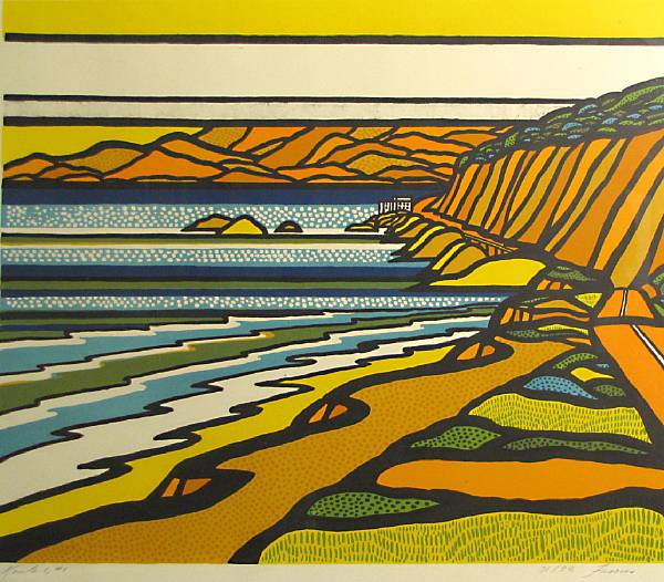 Appraisal: Richard Fiscus American born Route Color lithograph on Arches paper