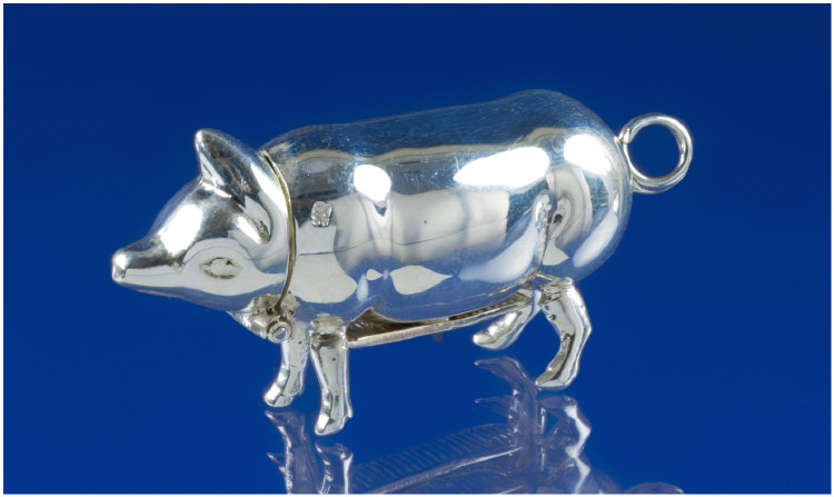 Appraisal: Silver Vesta Case Modelled As A Pig Fully Hallmarked For