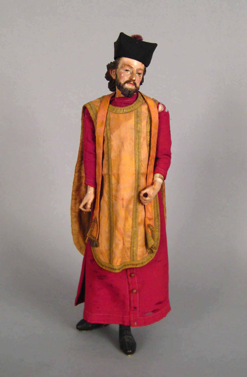 Appraisal: Continental carved and painted figure of a cleric early th