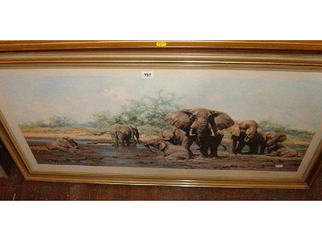 Appraisal: Two signed coloured prints after David Shepherd Elephant Heaven and