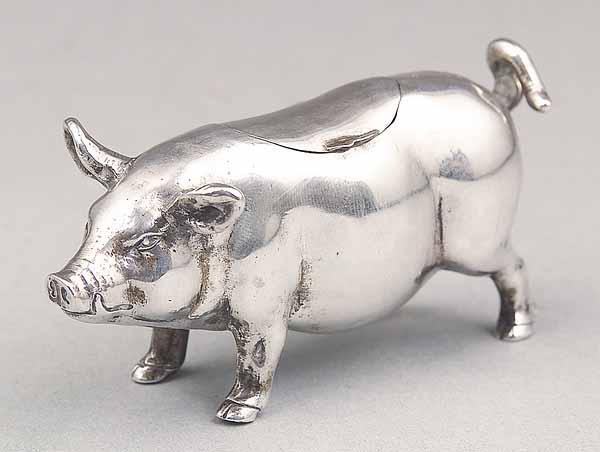 Appraisal: A Continental Silver Figural Pillbox in the form of a