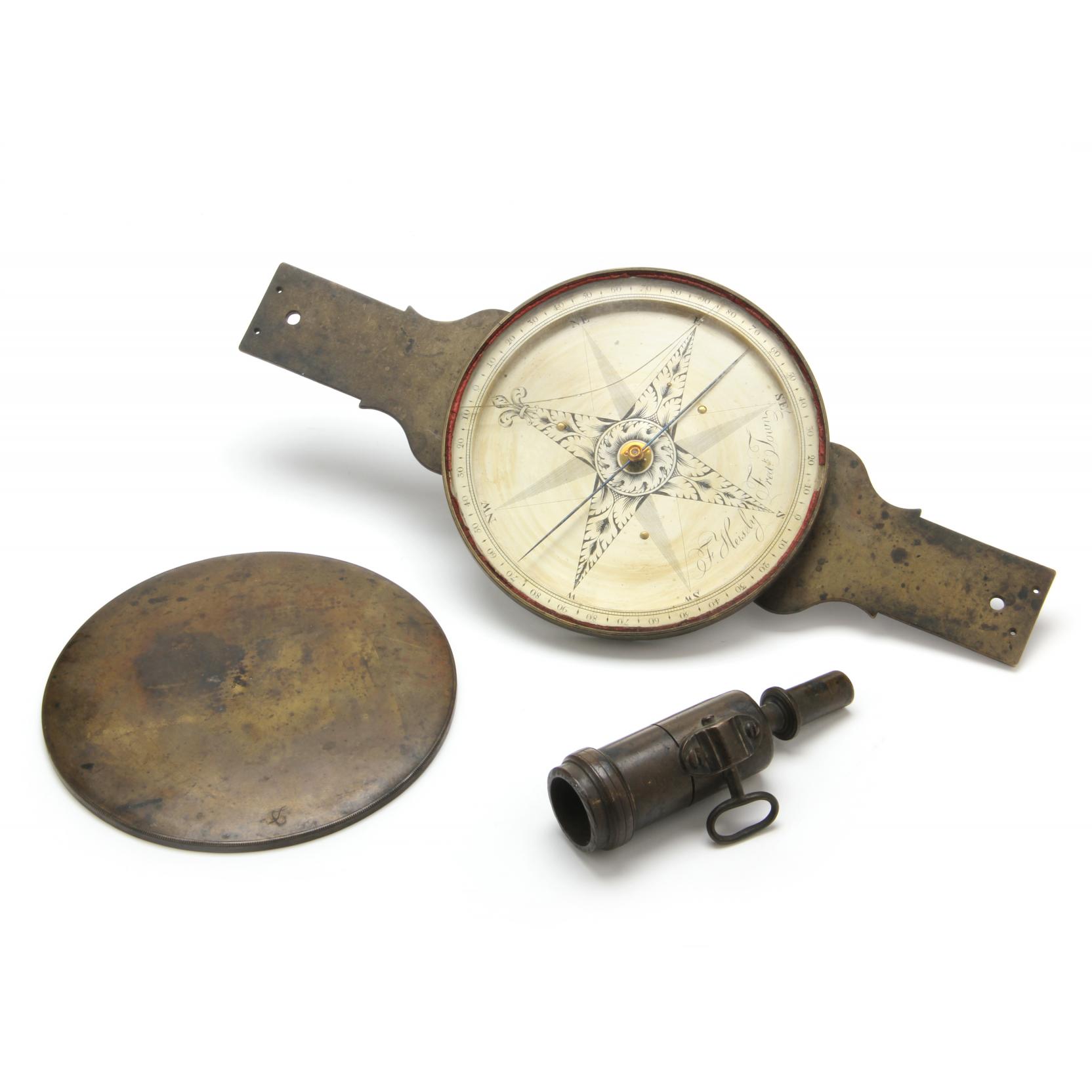 Appraisal: Rare th Century Frederick Maryland Heisely Compass circa a brass