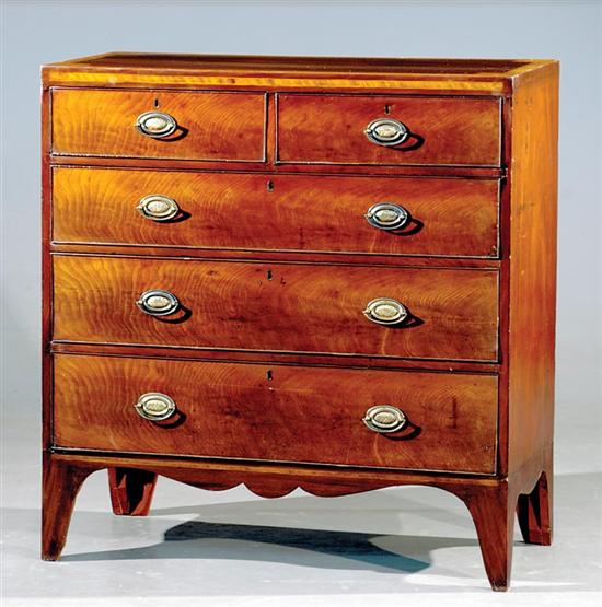 Appraisal: Victorian inlaid mahogany chest of drawers last quarter th century