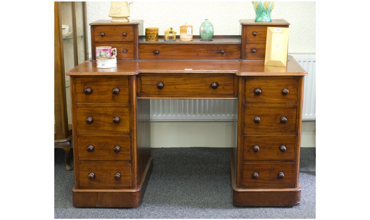 Appraisal: Victorian Mahogany Pedestal Dressing Table With Central Drawer And Four