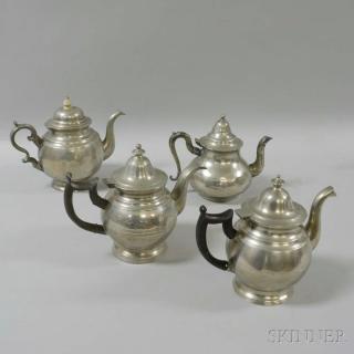 Appraisal: Four Pewter Teapots including an E Smith a Sellew Co