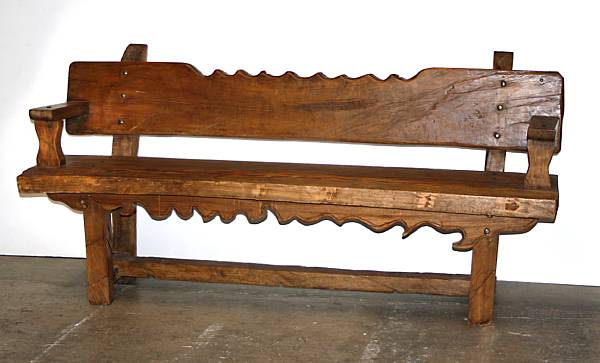 Appraisal: A Spanish Colonial style hardwood bench height in width ft