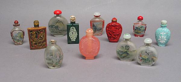 Appraisal: A group of twelve snuff bottles Including four of inside