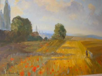 Appraisal: GORDON BARLOW Cornfield in France signed x gilt frame