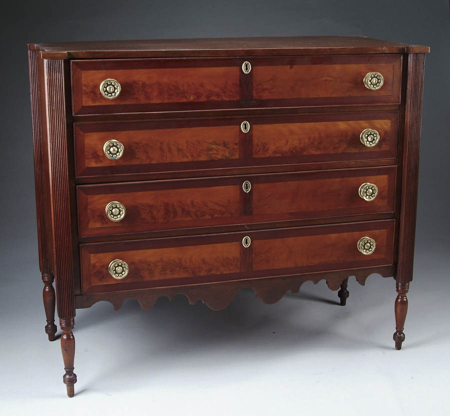 Appraisal: FINE SHERATON FOUR DRAWER INLAID CHEST Rectangular top with block