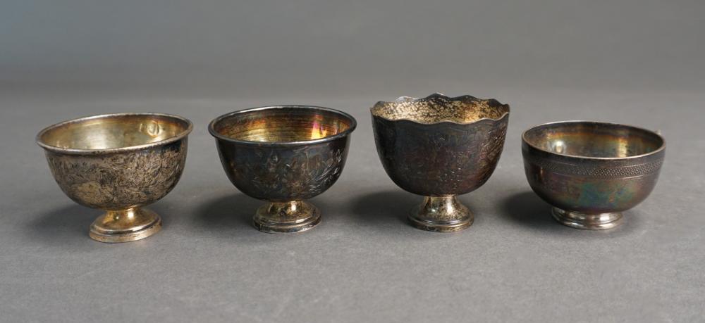 Appraisal: FOUR ASSORTED OTTOMAN TUGHRA MARKED -SILVER ZARF CUPS CGW OZTFour