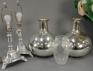 Appraisal: Six piece lot to include pair of mercury glass vases