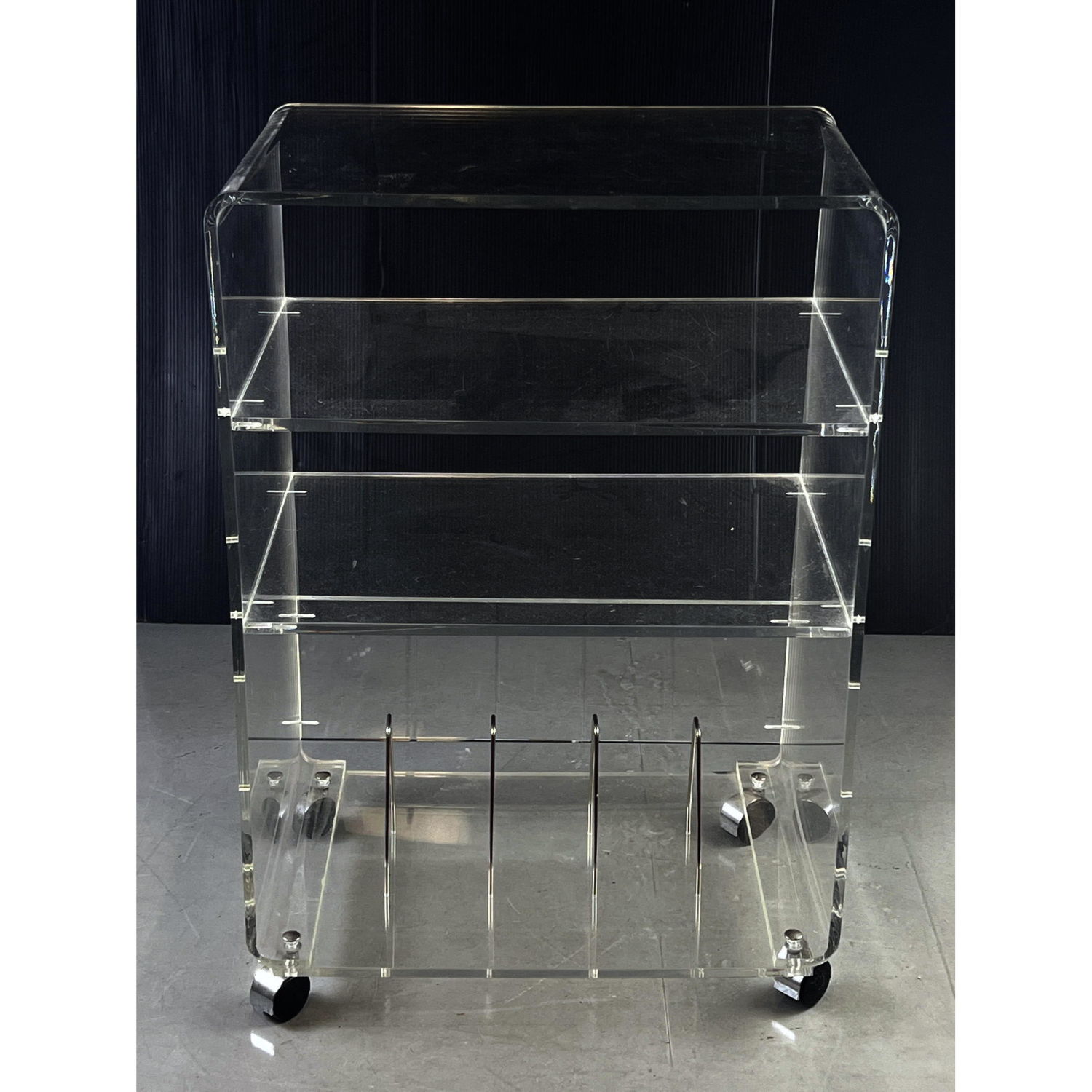 Appraisal: Lucite Acrylic Rolling Cart with Rounded Edges Dimensions H inches