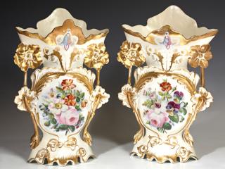 Appraisal: Pair of Old Paris Porcelain Flare Vases mid th c