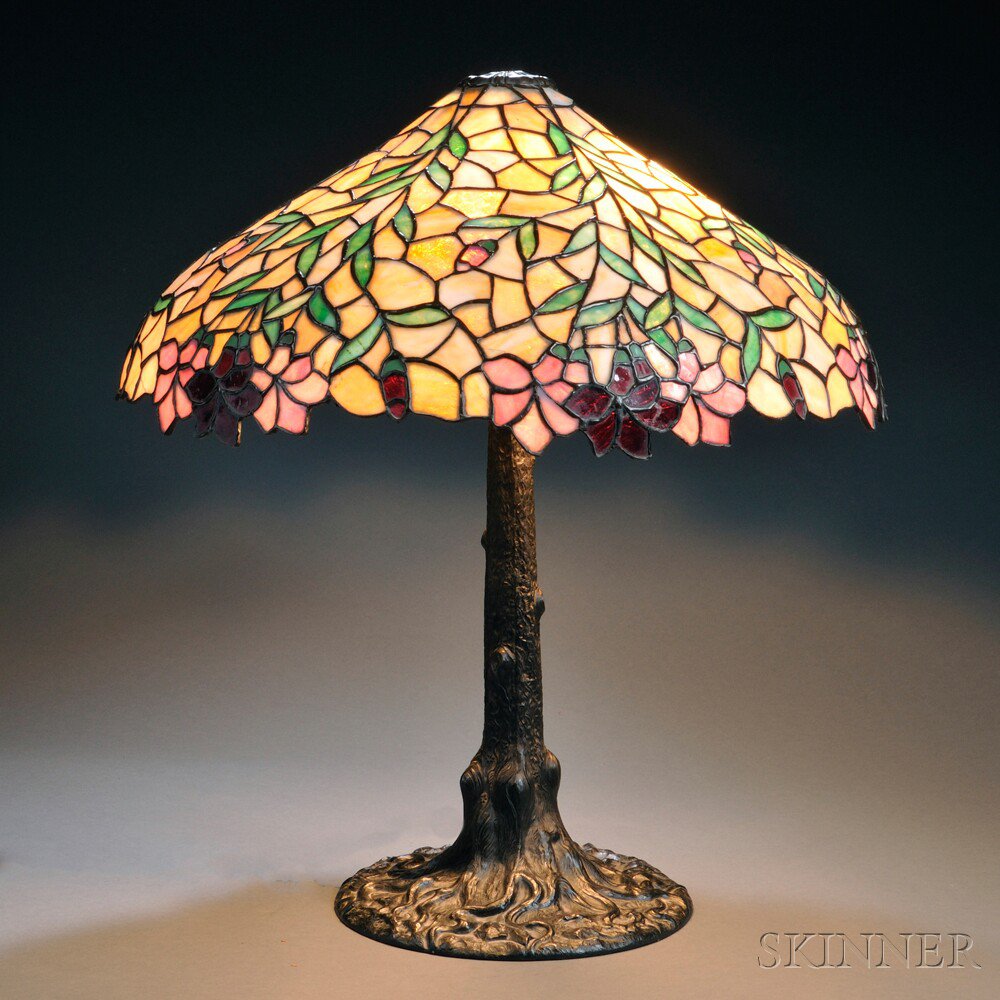 Appraisal: Large Mosaic Glass Table Lamp Attributed to Chicago Mosaic Glass