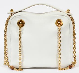 Appraisal: GUCCI WHITE LEATHER BAG GUCCI WHITE LEATHER BAG W White