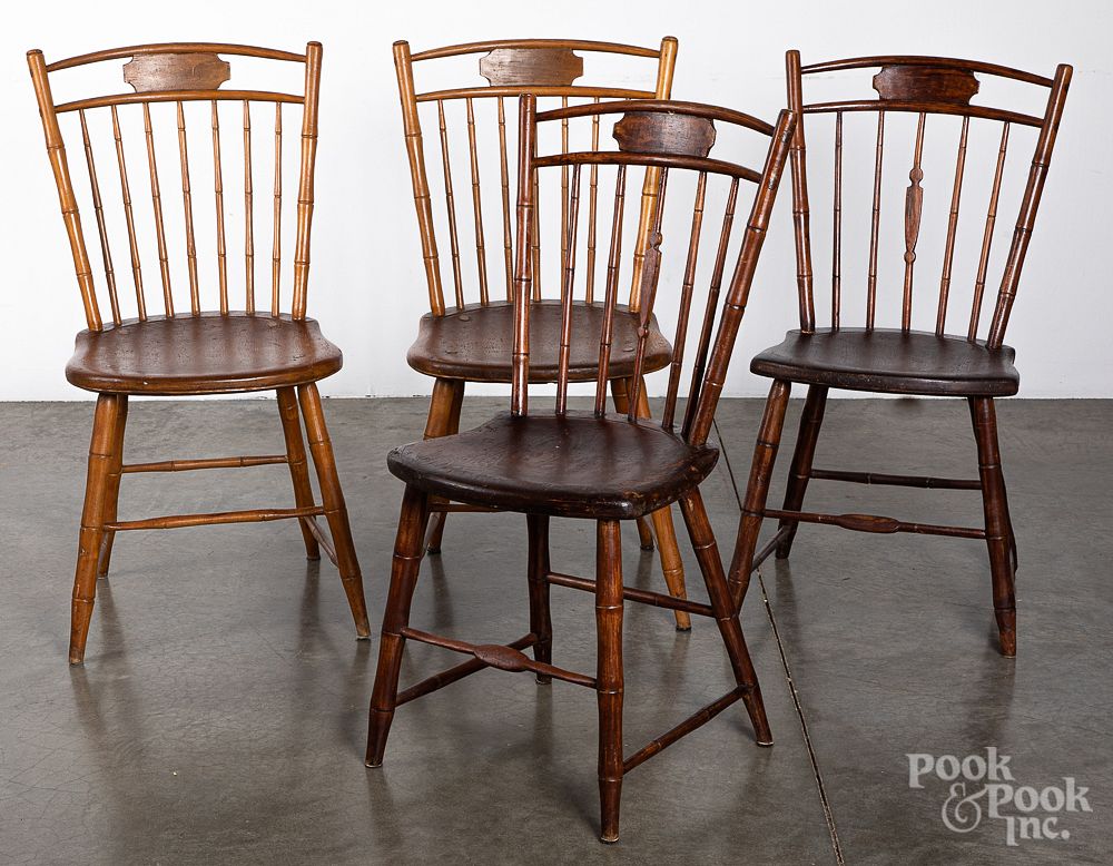 Appraisal: Two pairs of birdcage Windsor side chairs Two pairs of