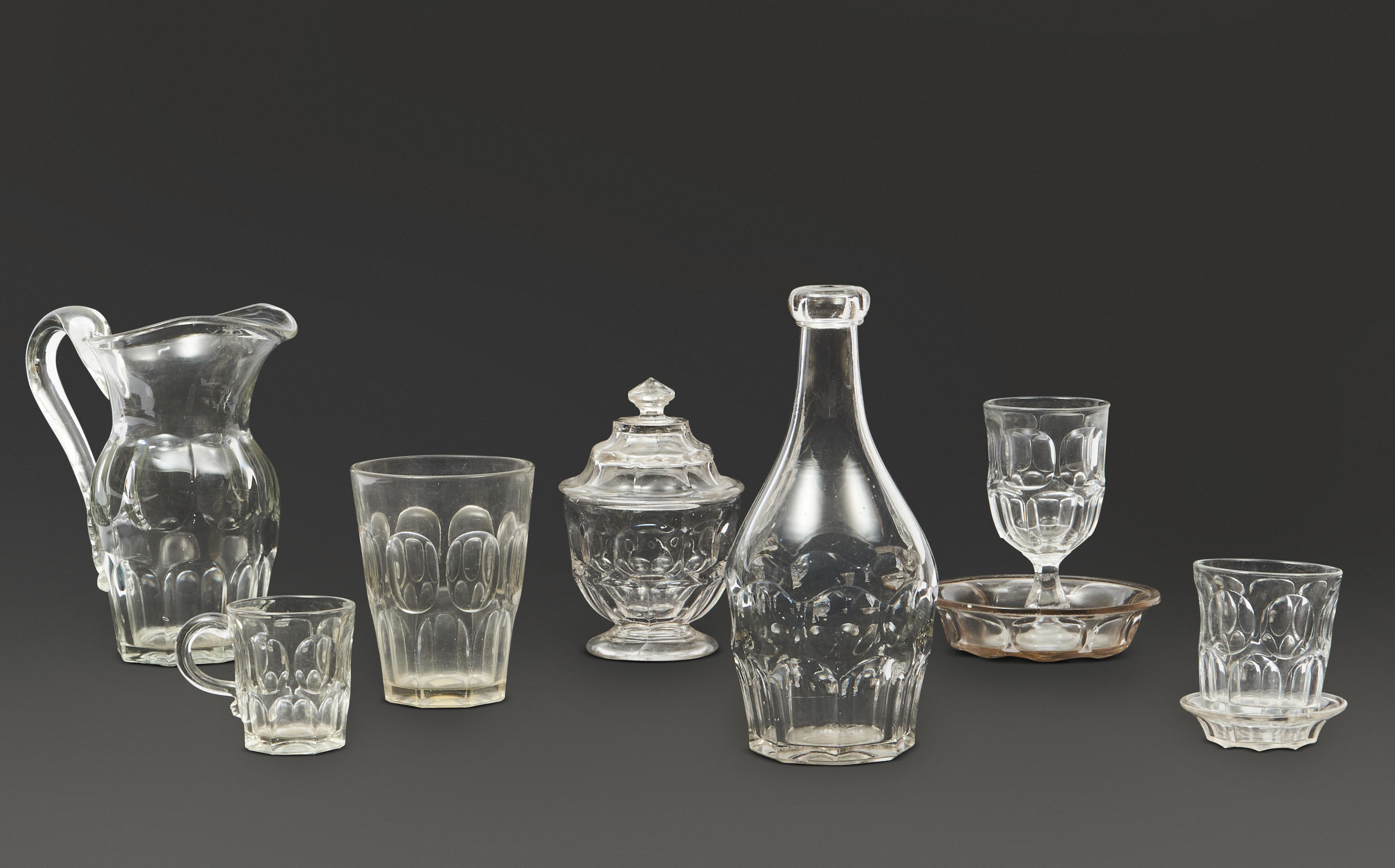 Appraisal: Forty-Five Pieces of Early American Colorless Ashburton Pressed Glassware including