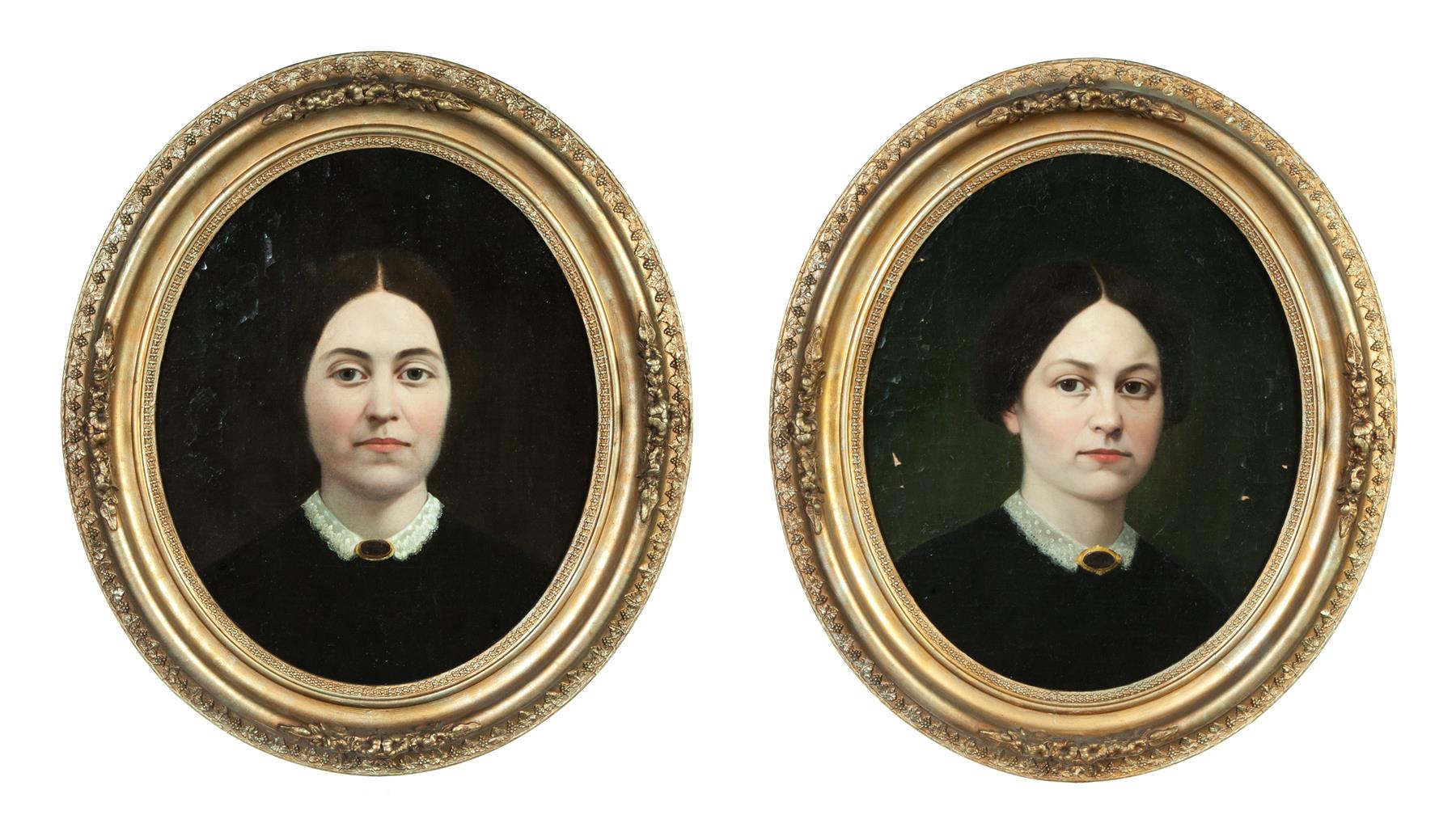 Appraisal: TWO FAMILY PORTRAITS ATTRIBUTED TO JOHN C CRAWFORD OHIO -