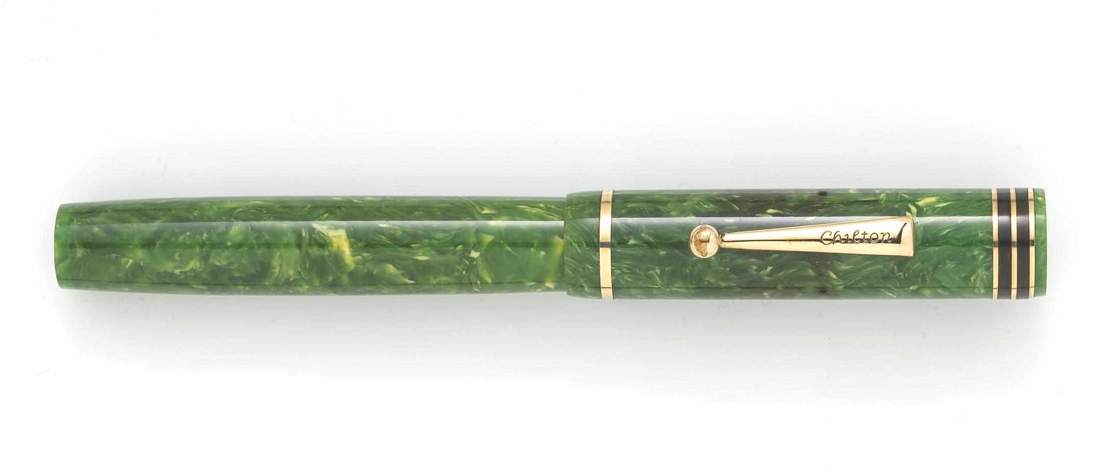 Appraisal: CHILTON Oversize Jade Green Fountain Pen Jade Green with minimal