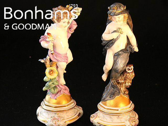 Appraisal: A pair of Meissen allegorical figures of Day and Night