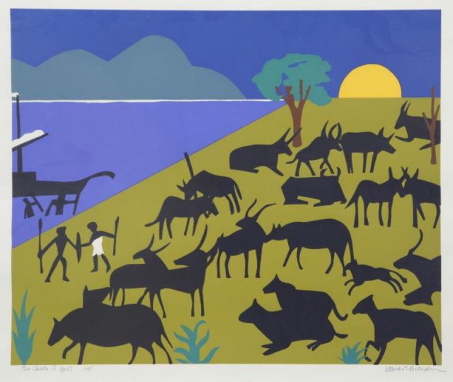 Appraisal: BEARDEN Romare Silkscreen The Cattle of Apollo Pencil signed lower