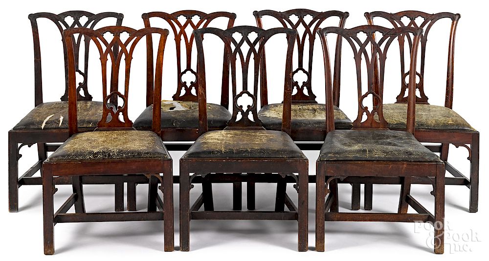 Appraisal: Seven Philadelphia Chippendale mahogany chairs Exclusive on Bidsquare Set of