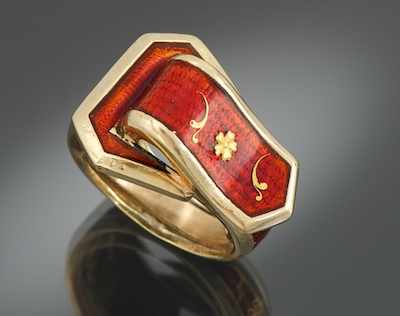 Appraisal: A Ladies' Enamel Buckle Ring k yellow gold buckle ring