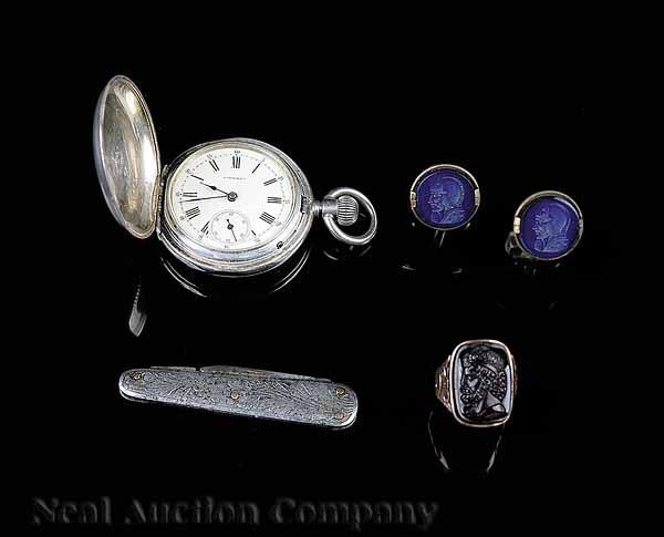 Appraisal: A Group of Antique Gentleman's Jewelry including a Longines sterling