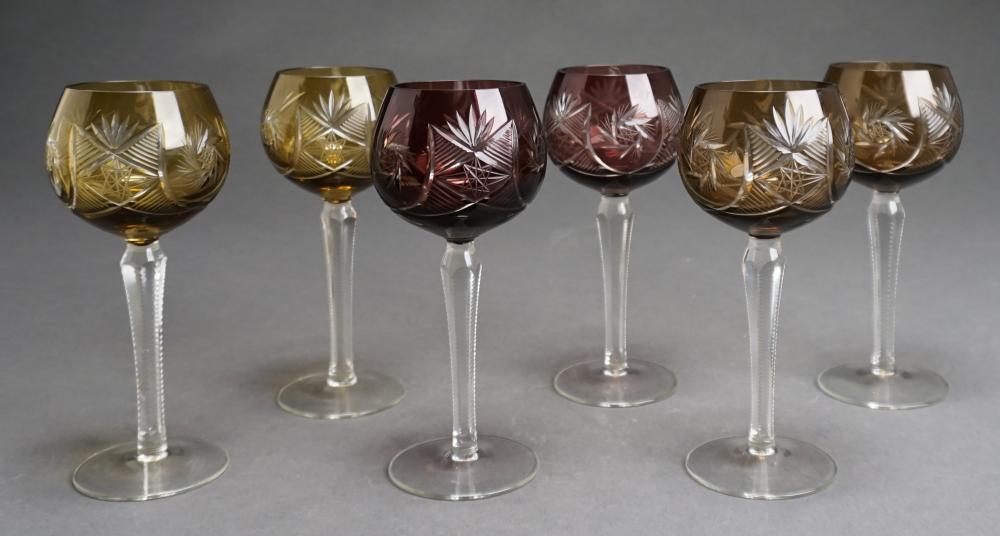 Appraisal: Set of Six Colored Cut Crystal Stem Hochs