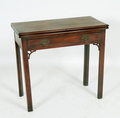 Appraisal: A GEORGE II MAHOGANY FOLDING TEA TABLE of oblong form