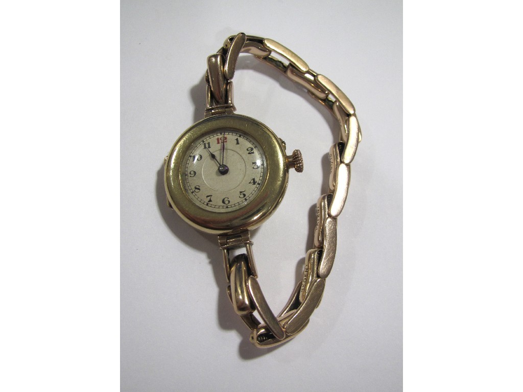 Appraisal: Ladies early th century ct gold cased wrist watch on