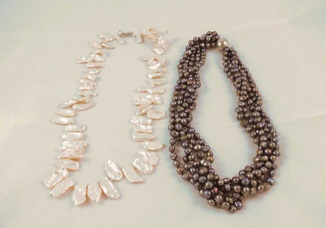 Appraisal: TWO PRINCESS LENGTH PEARL NECKLACES including a - inch necklace