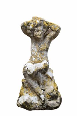 Appraisal: A reconstituted stone figure of a seated nude female formally