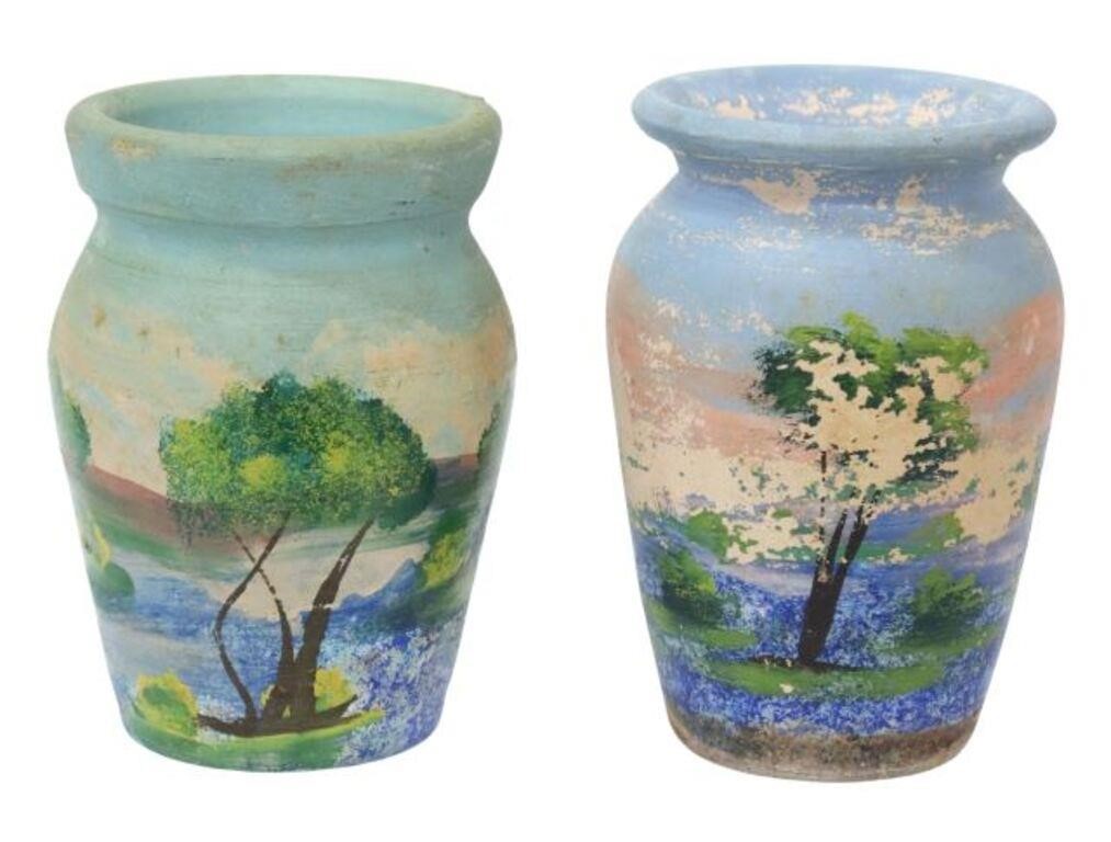 Appraisal: lot of Texas Meyer hand-painted pottery vases San Antonio -