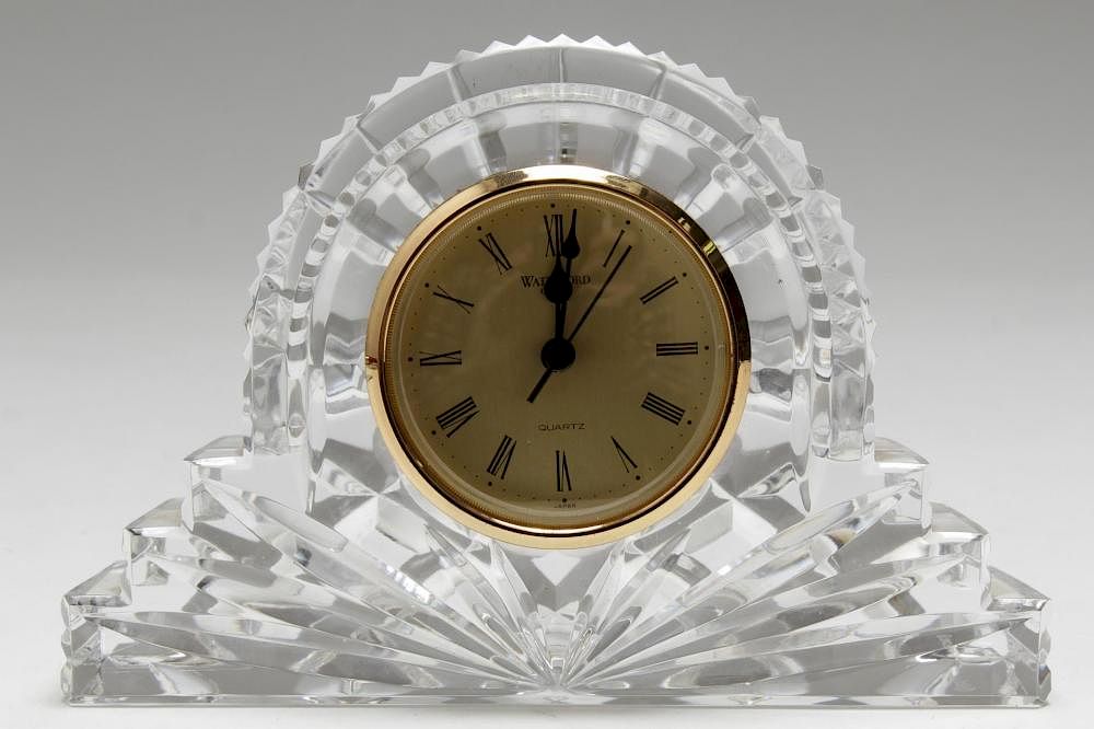 Appraisal: Waterford Crystal Desk Clock Waterford crystal desk clock bearing maker's