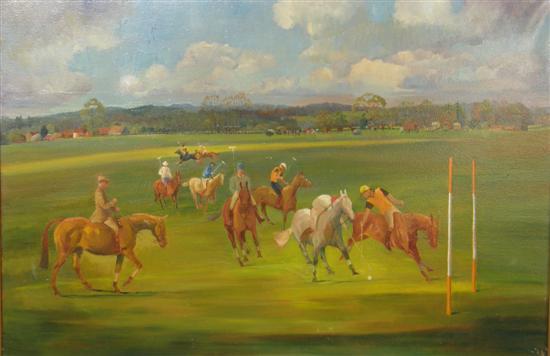 Appraisal: M E Chodbury oil on board polo players signed and