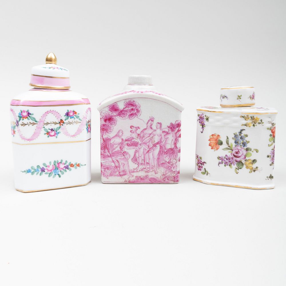 Appraisal: Two French Porcelain Tea Caddies and a Chinese Export Style