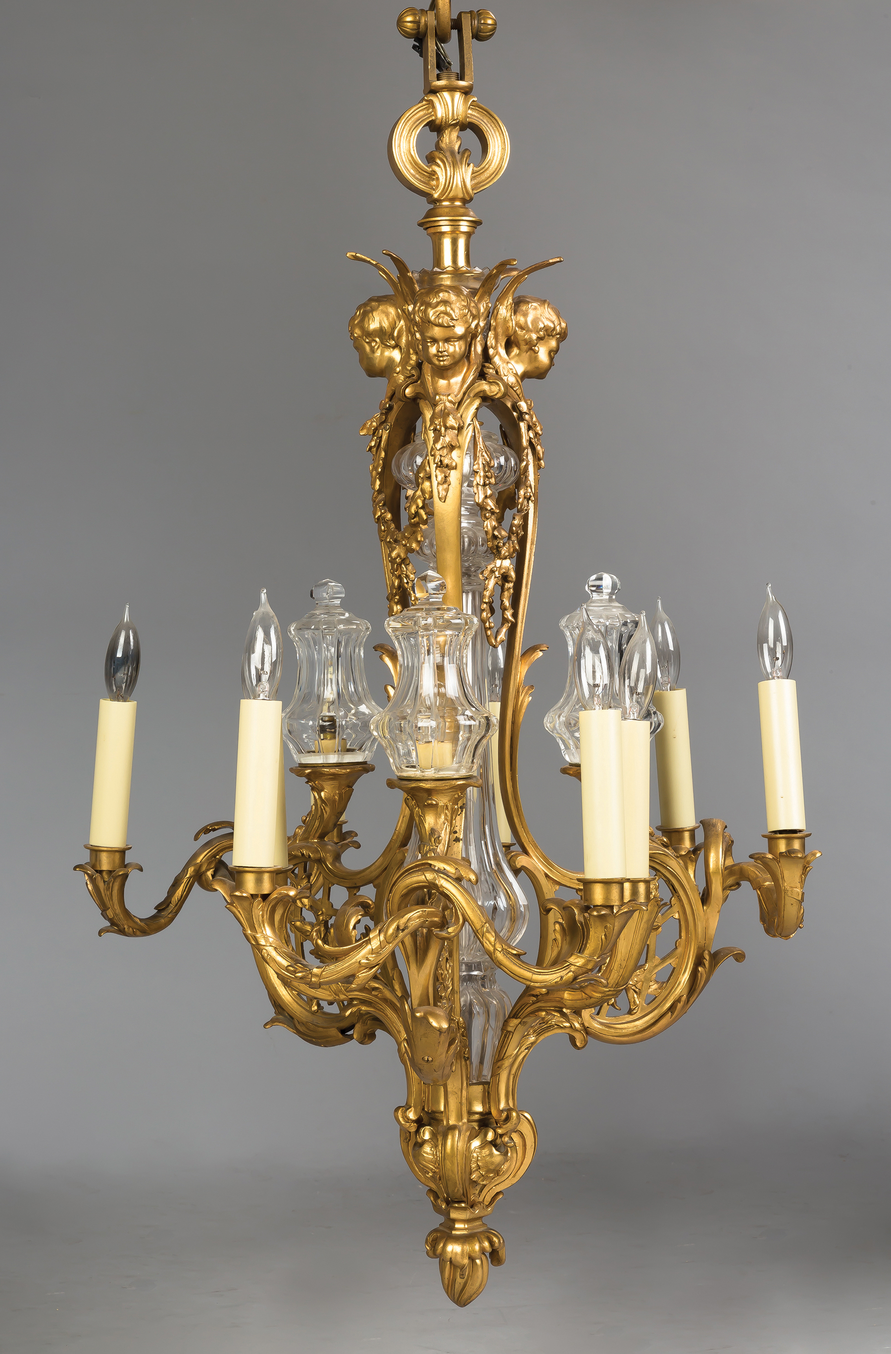 Appraisal: Fine Gilt Bronze and Cut Crystal Chandelier C