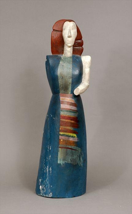 Appraisal: th C School Female Figure Carved wood with paint in