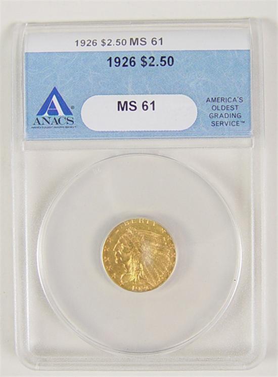 Appraisal: Gold Indian Coin Anacs graded and certified MS - nice