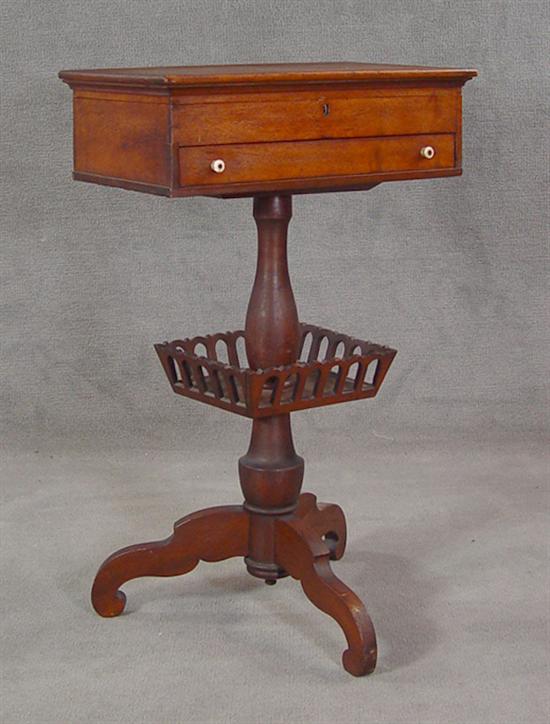 Appraisal: Folky Sewing Stand th Century Walnut with dovetailed drawer and